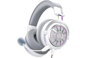 EKSA StarEngine S Gaming Headset with Microphone for PC, Gaming Headphones with Detachable Noise Cancelling Mic, 3D Surround Sound, 3.5mm Jack Wired Headphones for PS4/PS5/Xbox One/Switch White