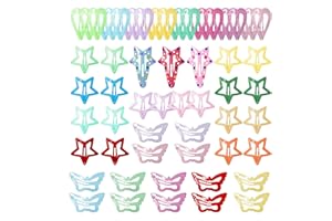 Kotkiddy 60 mollette per capelli, graziose ragazze, antiscivolo, clip per capelli a forma di stella, per ragazze, farfalla, a forma di cuore