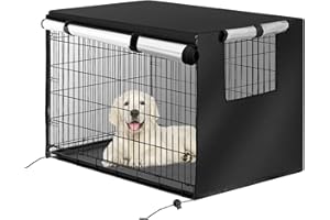 AILA Dog Crate Cover, Waterproof Crate Covers For Dog Cages, Silver Coated Oxford Cloth Dog Cage Cover with 1 Door and Breathable Window for 31 Inch Dog Crate Indoor Outdoor Protection(Only Cover)