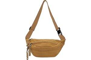 XSDSLS Sac Banane Velours Côtelé,Sac à bandoulière Sangle Réglable,Sac Banane Polyvalent pour Femme Homme pour Faire du Shopping,Sortir,Voyager et Travailler (Ocre)