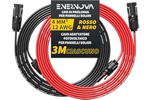 ENERNOVA Cavo Solare 4mm²/6mm², Cavo di Prolunga Solare, 1/2/3/5/8/10/12/15/18/20M, Cavo per Pannelli Solari con Impermeabilità IP67, per Pannelli Solari Fotovoltaico Montaggio(4mm² 3M)