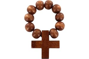 Ferrari & Arrighetti Rosario decina 10 grani in legno tondo legatura elastico - naturale (confezione da 7 pezzi)