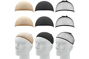 AHLPO Haarnetz Wig Cap - 6er Set Atmungsaktive, dehnbare Nylon Haarnetze und Perückenkappen für Perücken, Elastische Perückennetz für Halloween, Cosplay, Partys