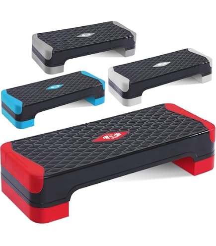 HolaHatha Adjustable Aerobic Step Platform - Portable Stepper For Home Workouts, Cardio & Fitness, Silver, 26.5" X 11.1"