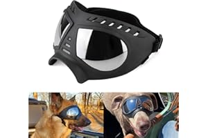 Namsan Dog Goggles Medium-Large Dog Anti-UV Sunglasses Windproof Snowproof Soft Frame Glasses for Long Snout Dogs Eyes Protection, Black
