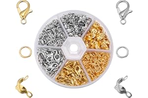 HEIGUDAN 460 Pcs Jewellery Clasps Set, Lobster Clasps for Jewelry Making, Jump Rings Connectors with Plastic Case, Closures Clasps for Necklace Bracelet Ankle Making