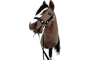 HORSE & TOYS Steckenpferd A4 (Pferd auf einem Stock) Hobby Horse A4 komplett mit Kantar wie auf dem Foto (Dunkelbraun)