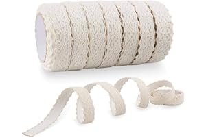 AIPAIDE Tira Encaje Beige 7 Rollo Cinta Puntillas Adhesiva de Encaje, Encajes y Puntillas Cinta Decorativa Vintage 1.7m Cinta Autoadhesiva de Encaje para Scrapbooking Manualidades Decoración Boda Regalo