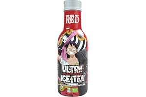 ‎ULTRA ICE TEA ULTRA ICE TEA Bio Eistee – Veganer Früchtetee mit dem One Piece Charakter Luffy – Fruchtiger Hibiskusblütengeschmack – 1 x 500 ml Einweg