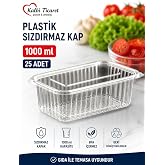 Kalbi Ticaret Plastik Saklama Kabı 1000 gr 25 Adet Plastik Kapaklı Kase Sızdırmaz Kap Şeffaf Kullan At Kase