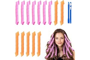 URAQT Bigoudi Bigoudis, 14pcs DIY Magic Hair Waves Curls Boucles en Spirale Sans Chaleur Bigoudis Kit de Coiffure avec Crochets de Coiffage pour Femmes, Filles, Cheveux Courts,Moyens, Longs