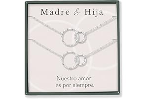 HOPE LOVE SHINE Mother Daughter necklace interlocking double linked circles necklace sterling silver gold set of 1/2 mother's day gift necklace jewelry