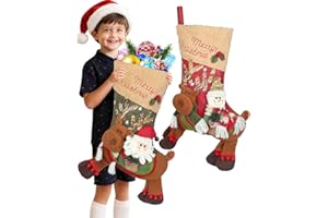 EXTFANS Riesige Nikolausstiefel Zum Befüllen 2er-Set, 24 Inch Großer Nikolausstrumpf für Große Geschenke，3D-Weihnachtsstrumpf Aufhängen für Baum und Kaminsimsdekoration, Festliche Dekoration