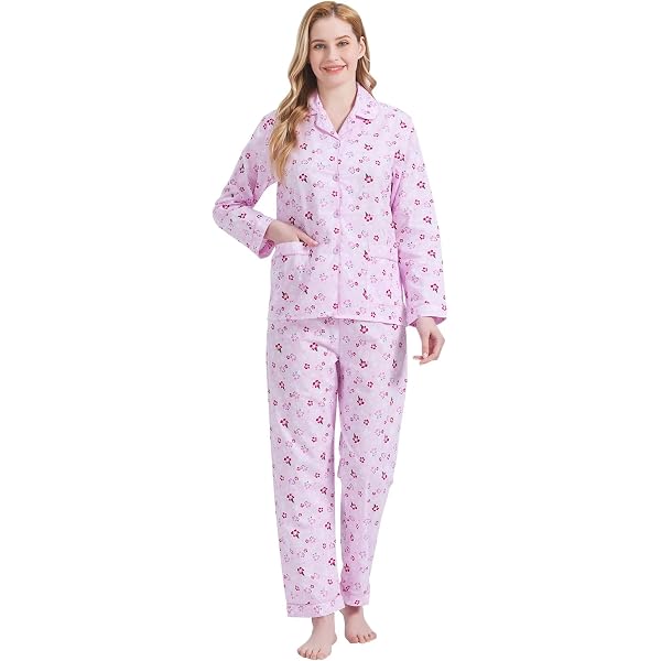 Pyjama Deux Pièces Femme Hiver - Veste Ouverte Boutons Et Pantalon Long, Coton Et Polaire, Tailles Courbes Et Grandes Tailles