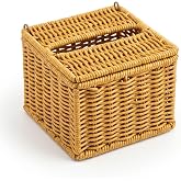 DEİNHAUS Kapaklı Hasır Pe&ccedil;etelik Kutu 13x13x9 cm Doğal Rattan Pe&ccedil;ete Saklama Kutusu