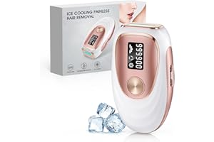 Haarlosy IPL Laser Hair Removal Device for Women and Men, Ice Cooling Painless Hair Remover Machine for Salon Quality Long Lasting Results at Home, for Face, Bikini Line, Armpit, Leg, Body, Pink
