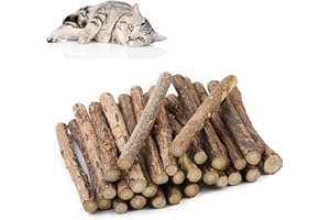 AIPWEYT STORE 32 Piezas Palitos de Hierba Gatera Matatabi, Palitos De Catnip para Gatos, Juguete para Masticar para Gatos, Cuidado Dental Matatabi para Aliviar el Aburrimiento de los Gatos y Limpiar Los Dientes