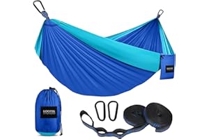 Kootek Camping Hammock Portable Indoor Outdoor Tree Hammock with 2 Adjustable Hanging Straps, Lightweight Nylon Parachute Hammocks for Backpacking, Travel, Beach, Backyard, Hiking