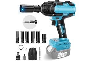 HEBERUCK Llave de Impacto Brushless 800Nm, sin Escobillas 1/2 Pulgada Torque Máximo 1500 Nm, 3000 RPM, llave de Impacto de Alto para el Hogar del Automóvil (Sin Pilas)