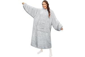 TOMEEK Długa bluza z kapturem oversize dla kobiet, miękka, przytulna, polarowa bluza z kapturem, przytulny, ogromny koc, odzież domowa z dużą kieszenią, dla dorosłych, mężczyzn, nastolatków, jeden