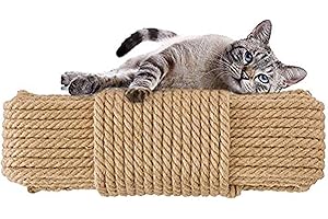 Aoneky Lina Sizalowa dla Kota - 6mm/8mm/10mm, 10/20/30/40/50/100M, Lina Sizalowa do Naprawy Drapak Słupek Drzewo Wieża dla Kota, Sznurek Sizalowy do Dekoracji Rękodzieła Majsterkowania (6mm x 30M)