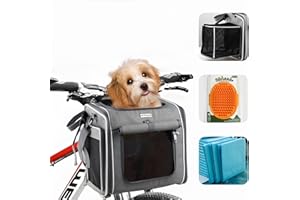 SOSISUL Hundekorb Fahrrad Vorne, Erweiterbarer Faltbarer Hundefahrradkorb Vorne mit 4-Offenen Türen, 4-Mesh-Fenster, Haustier-Reisetasche, Hunderucksack für Kleine und Mittelgroße Katzen und Hunde
