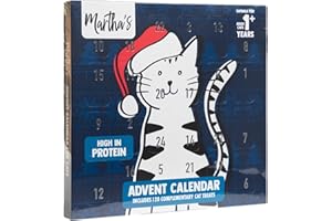eBoutik - Festive Christmas Cat Advent Calendar with 120 Natural Chicken, Fish, Duck Treats - 24 Door Xmas Countdown for Cats