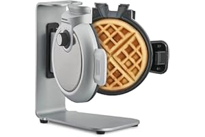 CASO WaffleUp - gaufrier vertical pour des gaufres belges parfaites, 5 niveaux de brunissage au choix, double revêtement antiadhésif, pas d'excédent de pâte, acier inoxydable