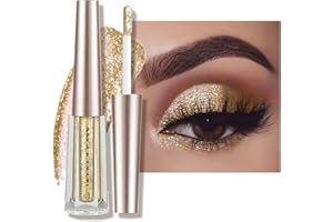 Anglicolor Ombretto liquido Diamante glitterato e penna per eyeliner con paillettes stellate, ombretto a sirena, a lunga tenuta , per occhi scintillanti e luccicanti (#1 Light Gold)