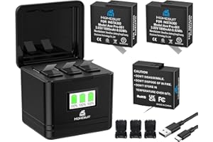 Homesuit Insta360 Ace Pro Replacement Battery 1800mAh and 3-Slots LCD Charger Kit for Insta360 Ace Pro / Insta360 Ace Camera Including Battery Box with SD Card (3-Pack)