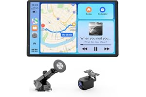 Avylet 8" Wireless Carplay & Android Auto, Portrait & Landscape Touch Car Play Screen with Reversing Backup Camera, OTA Upgrade, Voice Control, Mirror Link, GPS Navigation, Bluetooth, AUX, FM, Siri