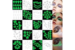 FEMBW Brillantes Para la Cara Decorar Autoadhesivas Diamantes, Manualidades de Uñas Faciales, Tarjetas Para Niños, Decoraciones DIY (Pegatinas de diamantes que brillan en la oscuridad)