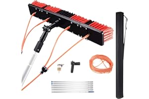 GDWD Barre télescopique de 5 à 10 m avec manche télescopique, brosse de lavage pour panneaux solaires photovoltaïques, fenêtres, brosse de lavage de voiture (barre de 5 m, brosse de 50 cm)