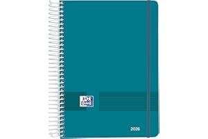 Oxford Live & Go, Agenda 2026 Día Por Página, A5, Tapa Plástico con Espiral, Español, Color Aqua