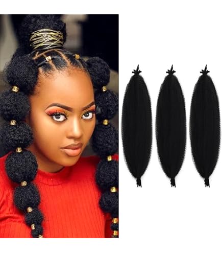 Outre X-PPression Twisted Up Springy Afro Twist 61 Cm - Lot De 3 Paquets, Couleur 1B (Noir Naturel), Tresses Crochet Prêtes à L'Emploi