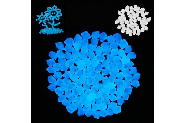 300 Pièces Pierre Lumineuse, Galet Lumineux Cailloux, Pierres Décoratives Dans la Nuit, Pierres Fluorescentes, Cailloux Lisses de Résine, pour Aquariums, Jardin, Allées, Routes 14x11mm (irregularly)