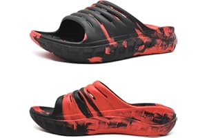 KuaiLu Mens Recovery Sandals With Comfortable Plantar Fasciitis Arch Support, Orthotic Open Toe Sport Slides Thick Cushion Reduces Stress on Feet, Joints & Back Post-Exercise