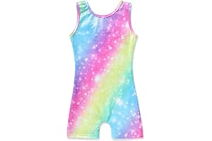 XiaoMoSha Gymnastics Leotards for Girls Gradient Color Sparkle Dance Leotard Sleeveless Leotards for Girls Athletic Ballet Dancewear for Kids Age 3-14 Years