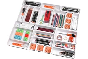 Homtone 24 Stück Schubladen Organizer 4,5cm Höhe, Einlagen Trennsystem, Organizer Box für Schreibtisch Schubladen, Küchenschubladen Ordnungssystem, Weisse