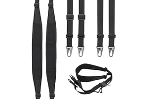 Granvoo 2PCS 2 Puntos Eslinga táctica con Acolchada, Ganchos de Metal, Correa de la Pistola Rifle, Cabestrillo Arma, buttstock Sling, Correa Táctica para Rifle, ajustador de Longitud 122cm-137 cm