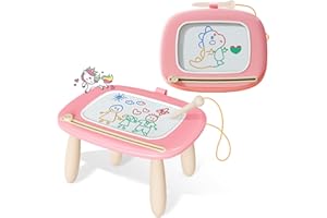 Kikidex Magnetic Drawing Board, Toddler Girl Toys for 1-2 Year Old, Doodle Board Pad Learning and Educational Toys for 1 2 3 Year Old Baby Kids Birthday Gift (Pink)