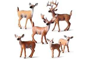 EPOKUS 6 Figuras de Ciervos, Adornos de Ciervos en Miniatura, Mini Figuras de Animales Navideños, Regalo Infantil de Ciervos para Navidad, Cumpleaños, Fiesta Temática Bosque, Adornos para Magdalenas Tartas