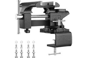 TEENO tornillo de banco de trabajo 6" 7.6kg 150mm ，Base Giratoria de 270°，Tornillo de banco para trabajos pesados, fuerza de sujeción 1000kg（Pinzas con mesa de trabajo）