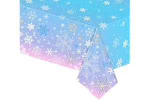 POPOYU Schneeflocken Tischdecke,54 * 108 Zoll Frozen Party Tischdecke Schneeflocken,Rechteckiger Schnee Plastik Tischabdecke für Frozen Geburtstagsdeko Mädchen Geburtstagsparty Frozen Geschenke Party Dekor