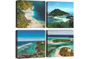 Sungeek 4-częściowy obraz na płótnie z drewnianą ramą, druk na płótnie, 30 x 30 cm, nowoczesne obrazy ścienne, druk artystyczny, dekoracja ścienna do salonu, sypialni, domu, biura, jadalni (widok na