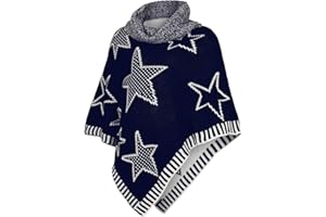 DANAEST Bambini Ragazze Maglia Poncho Dolcevita Maglione Mantello Inverno Stelle (567)