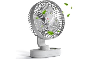 Portronics Airloop Portable & Rechargeable Desk Fan with Automatic 92° Oscillation, 6.1 Inch Blade, BLDC Motor, 90° Tilt, 3 Speeds, 4000mAh Battery, Type-C Charging, Low Noise, for Home & Office Use