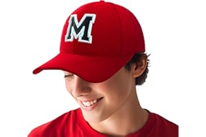 4sold Gorra de béisbol ajustable con letras rojas y negras para niños y niñas, diseño de alfabeto 3D bordado en 3D, gorra deportiva para niños