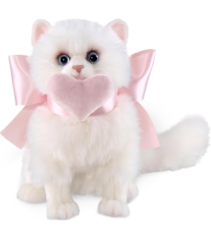 Peluche Chat Persan Blanc Carl Dick – 30 Cm, Fourrure Douce Et Yeux De Sécurité Bleus