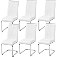 Yaheetech Dining Chairs Set of 6 Modern Kitchen Chairs with Faux Leather Seat and Sturdy Metal Legs for Dining Room, Kitchen, White